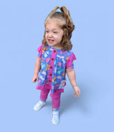 Korrie Butterflies Bamboo Short Sleeve Peplum + Legging Set
